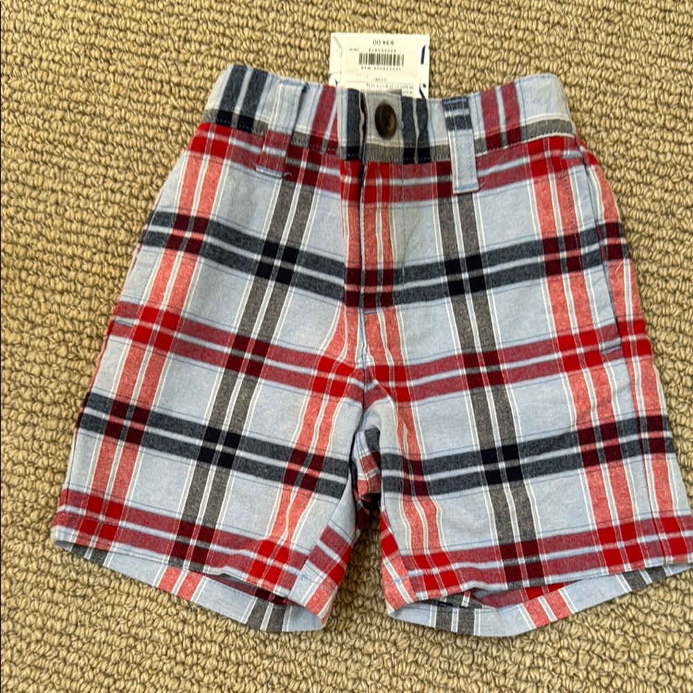 Janie and Jack Red and Blue Plaid Shorts
